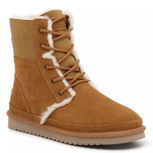 Koolaburra by UGG Advay Tall Boot Women 10 Shearling Lined Lace-Up Boot Chestnut